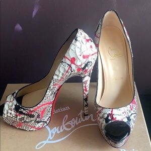 Louboutin snakeskin paint heels